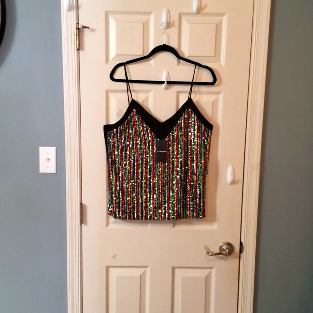 Sequin Women's Camisole Concert Elegant Wear Metallic Resortwear Vacation - Picture 12 of 14